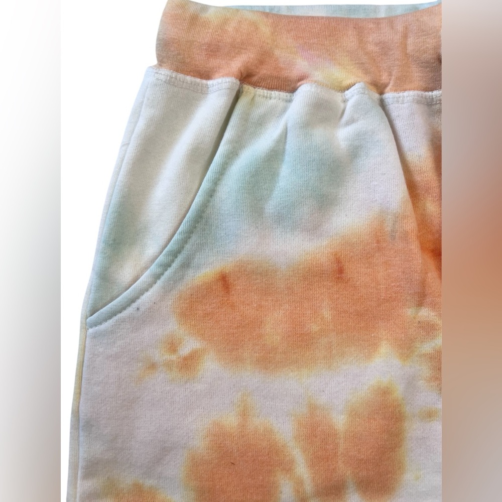 New Pastel Tie Dye Smiley Face Lounge Shorts Drawstring Pockets New Without Tags - Picture 3 of 7